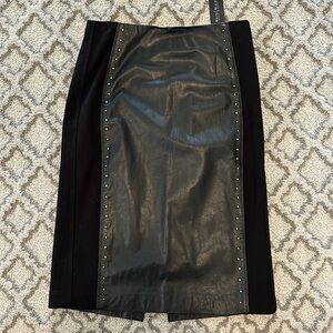 NWT WHBM Studded Leather snd Ponte Skirt Size 0
